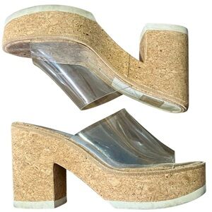 Dolce Vita Clear Strap Cork Platform Block Heel Sandals – Size 8.5
